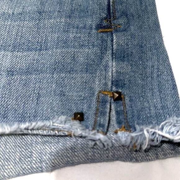 Distressed Denim Shorts With Studded Details - Size S - Picture 4 of 8